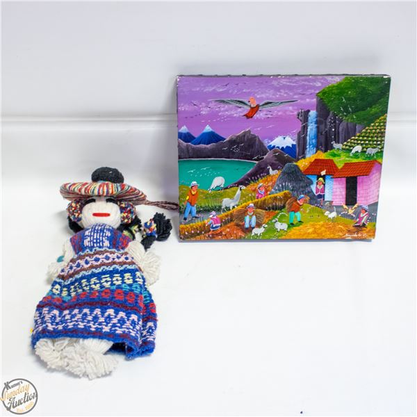 ECUADOR FOLK PAINTING ON SHEEP SKIN + GUATEMALAN