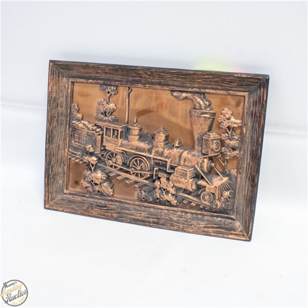 VTG COPPERCRAFT GUILD STEAM TRAIN 3D WALL ART
