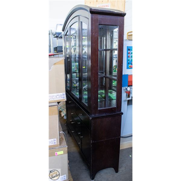 SOLID DARK CHERRY FINISH 2PC CABINET+SHELVES