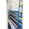 Image 2 : BLUE METAL SHELF RACKING 4- 8' UPRIGHTS, 18- 8' SIDE RAILS WITH WOODEN SHELVING