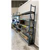 Image 2 : BLUE METAL SHELF RACKING 8- 8' UPRIGHTS, 20- 8' SIDE RAILS WITH WOODEN SHELVING