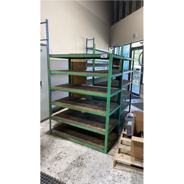 GROUP OF 3 ASSORTED WELDED METAL SHOP STORAGE SHELVES