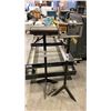 Image 5 : STEEL MATERIAL PLATFORM CART APPROX 10'L X 3'X D & 2 MATERIAL ROLLER STANDS
