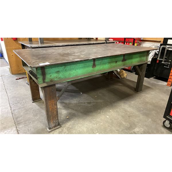 1/2" THICK TOP METAL SHOP TABLE APPROX 96.5"L X 48"D X 38.5"H