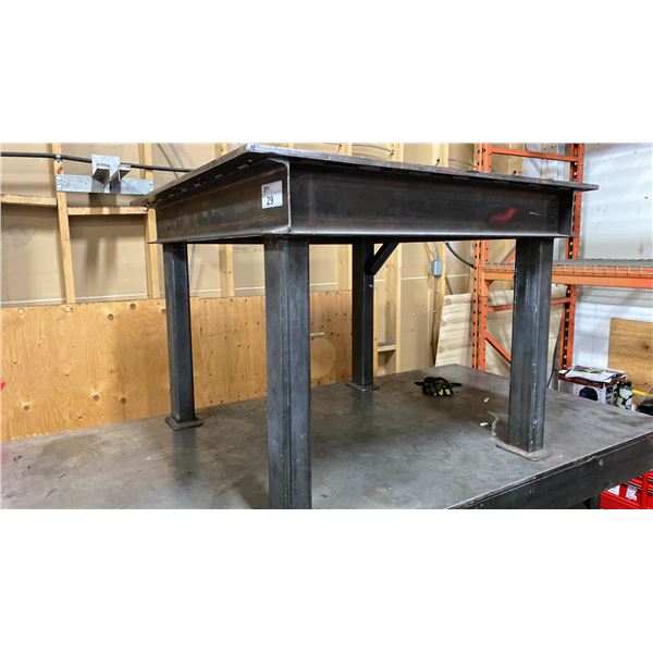 1/2" THICK TOP 4' SQUARE METAL SHOP TABLE APPROX 35"H