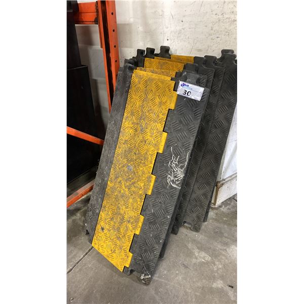 GROUP OF 7 RUBBER INTERLOCKING HEAVY DUTY CABLE PROTECTORS