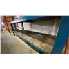 Image 3 : BLUE METAL WORKBENCH WITH WOOD BACK BOARD APPROX 96"L X 32"D X 85"H