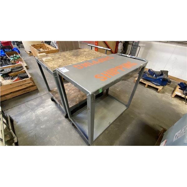 2 GREY METAL 2 TIER SHOP CARTS