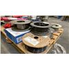 Image 3 : PALLET OF ASSORTED SPOOLS OF WELDING WIRE, WELDING ELECTRODES & 3 CANS OF SPATTER BLOCK