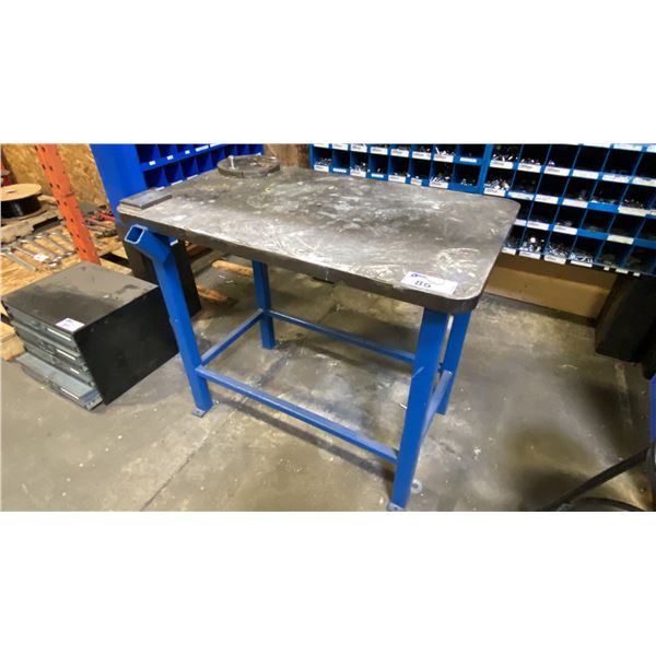1.5" THICK METAL SHOP TABLE APPROX 40"L X 24"D X 34"H