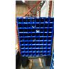 Image 2 : 4 BLUE 72 SECTION METAL PARTS ORGANIZERS ON BLACK METAL STANDS *ASSORTED HARDWARE CONTENTS INCLUDED*