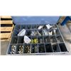 Image 2 : SMALL BLACK 4 DRAWER TOOL CHEST WITH ASSORTED CONTENTS- GREASE NIPPLES, SET SCREWS, COTTER PINS &
