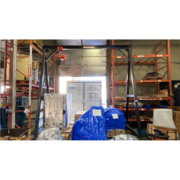 1 TON CAPACITY MOBILE GANTRY CRANE WITH JET FA1-1S 2200LB CAPACITY ELECTRIC CHAIN HOIST