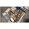 Image 10 : PALLET OF ASSORTED PIPE BENDING TOOLS, CLAMPS, CUTTERS, PRY BARS, BELT FASTENERS, ROLLS OF AIR