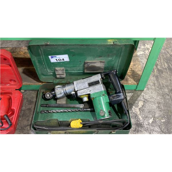 HITACHI DH 38YF ELECTRIC ROTARY DEMOLITION HAMMER IN HARD TRANSPORT CASE