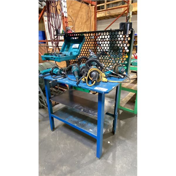 1/2" THICK TOP METAL WORK BENCH APPROX 37"L X 24"D X 51"H  *CONTENTS NOT INCLUDED*