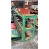 Image 3 : GREEN METAL 3 TIER SHELVING UNIT WITH WOODEN SHELVES APPROX 84"L X 14"D X 32"H