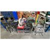 Image 1 : GROUP OF 4 ASSORTED STOOLS, 3 MECHANIC ROLLING STOOLS, 2 FANS & SMALL STEP FEATHERLITE STEP LADDER