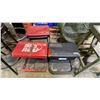 Image 3 : GROUP OF 4 ASSORTED STOOLS, 3 MECHANIC ROLLING STOOLS, 2 FANS & SMALL STEP FEATHERLITE STEP LADDER