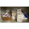 Image 2 : GREY 2 DOOR METAL SUPPLY CABINET WITH ASSORTED PPE CONTENTS- MASKS, FILTERS, SAFETY GLASSES, GLOVES