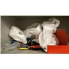 Image 4 : GREY 2 DOOR METAL SUPPLY CABINET WITH ASSORTED PPE CONTENTS- MASKS, FILTERS, SAFETY GLASSES, GLOVES