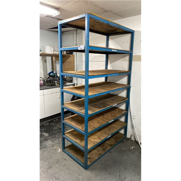 BLUE WELDED METAL 8 TIER STORAGE SHELVING UNIT APPROX 48"W X 24"D X 84"H *CONTENTS NOT INCLUDED*