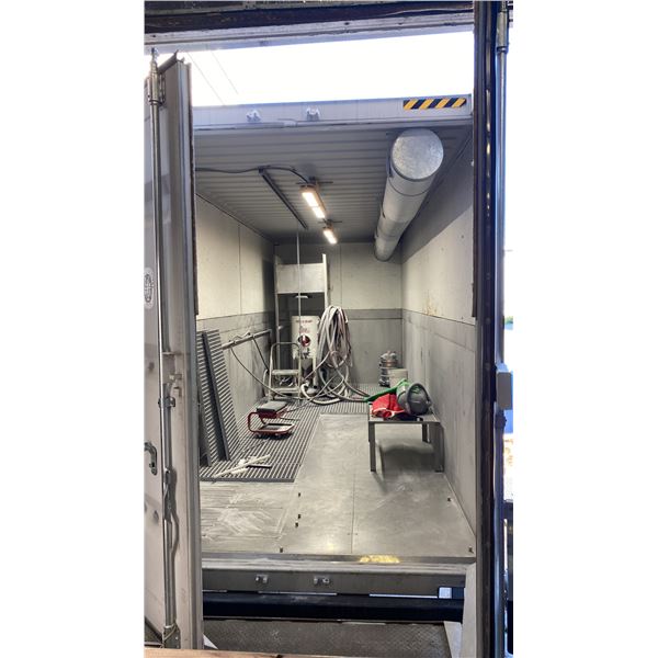 20' SELF CONTAINED C-CAN SANDBLASTING BUILDING WITH STEEL GRATE CATWALK, STAIRCASE, MANDOOR,