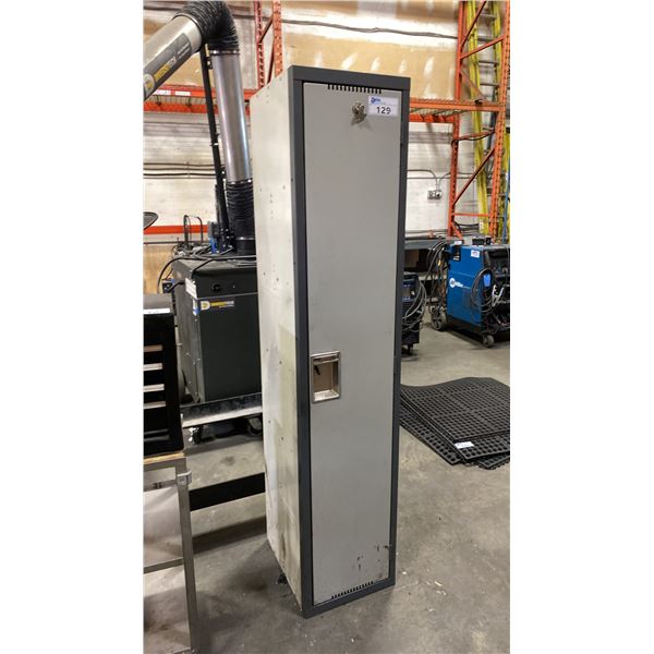 GREY METAL SINGLE LOCKER APPROX 15"W X 18"D X 72"H