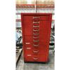 Image 2 : 10 DRAWER RED MOBILE TOOL BOX APPROX 26"W X 18"D X 53"H