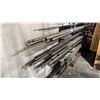 Image 1 : 3 WALL MOUNTED MATERIAL RACKS & CONTENTS- METAL AND STAINLESS ROUND SOLID STOCK MATERIAL