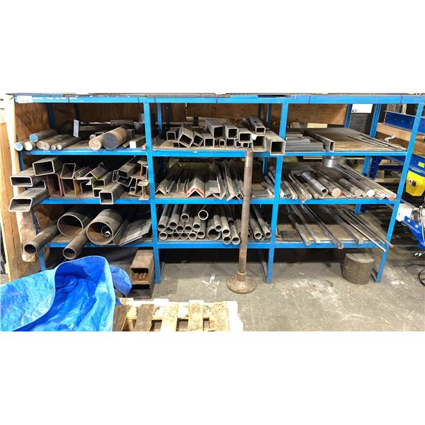 4 TIER SHELVING UNIT WITH ASSORTED METAL/STAINLESS STOCK MATERIAL- ROUND BAR, SOLID ROUND, SQUARE