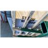 Image 12 : GREEN METAL CANTILEVER STORAGE RACK WITH PARTIAL PALLETS OF SHEET METAL- MILO STEEL/ STAINLESS