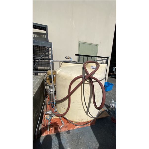 LARGE PLASTIC LIQUID STORAGE CONTAINER WITH 5HP INDUSTRIAL PUMP SYSTEM