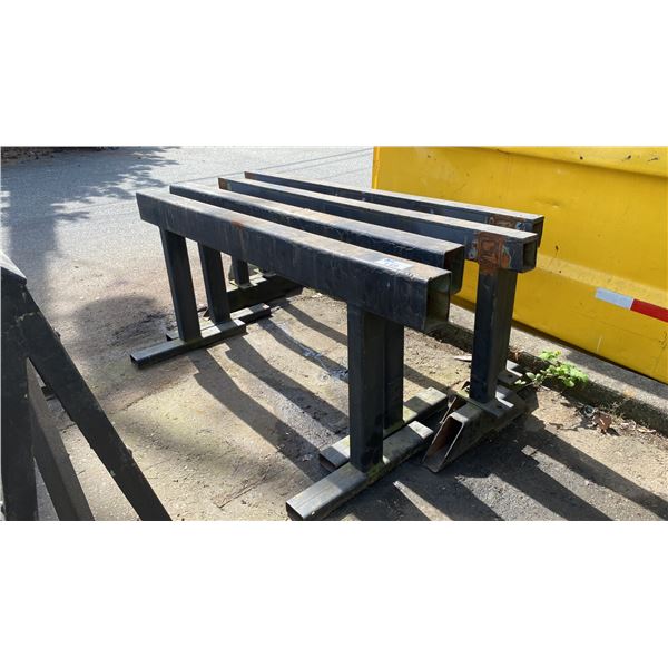 GROUP OF 4 INDUSTRIAL METAL SAWHORSES APPROX 76"L