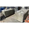 Image 1 : PAIR OF LARGE CEMENT FOUNDATION BLOCKS APPROX 5000LB EACH ON METAL STANDS WITH FORKLIFT SLOTS