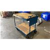 Image 2 : METAL 2 TIER WOOD TOP MOBILE WORK CART