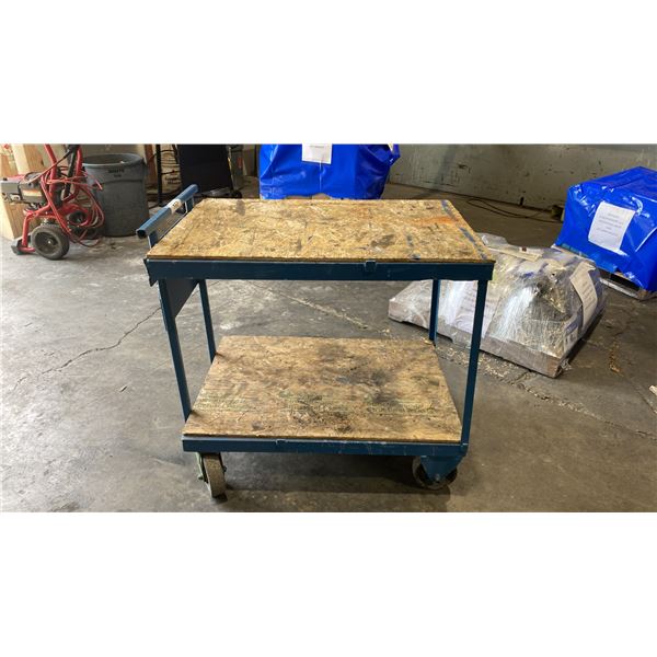METAL WOOD TOP 2 TIER MOBILE CART