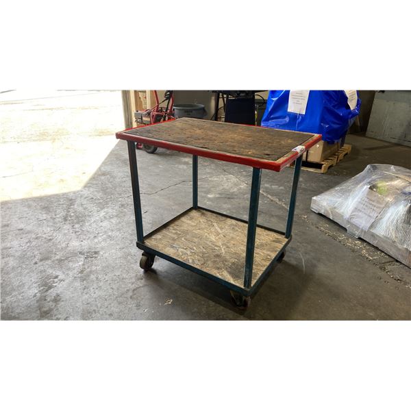 METAL WOOD TOP 2 TIER MOBILE CART