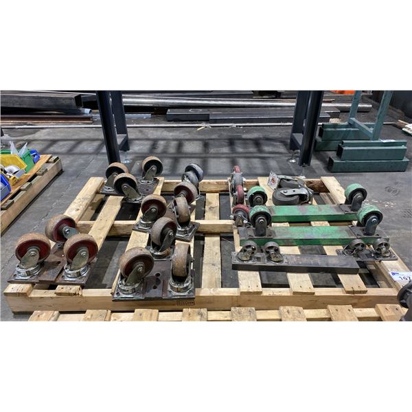 PALLET OF ASSORTED HEAVY DUTY INDUSTRIAL CASTER WHEELS