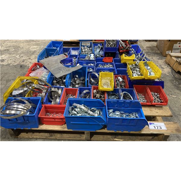 PALLET OF ASSORTED CLAMPS & HARDWARE