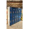 Image 1 : 3 PC 4 DOOR EACH BLUE METAL LOCKERS APPROX 24"W X 18"D X 72" H EACH UNIT, 12 LOCKERS TOTAL
