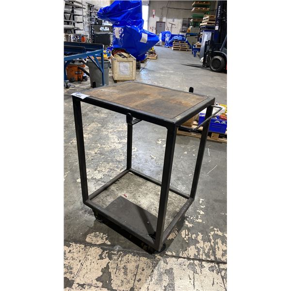 SMALL METAL 2 TIER MOBILE CART WITH HOOKS