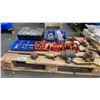 Image 1 : PALLET OF ASSORTED BRASS FITTINGS, SHUT OFFS & CRIMPER TOOLS