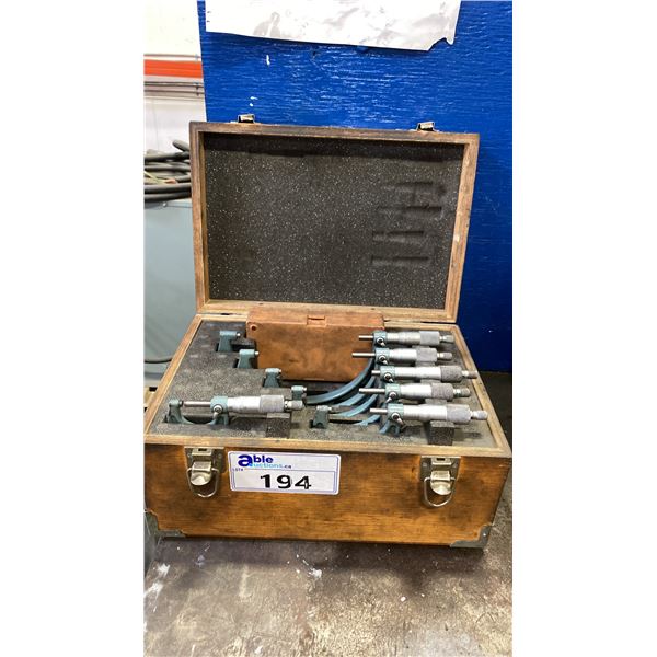 MITUTOYO OUTSIDE MICROMETER SET IN WOODEN CASE