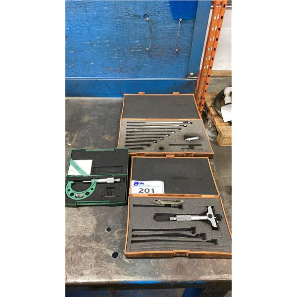MITUTOYO TUBULAR INSIDE MICROMETER SET, MITUTOYO DEPTH MICROMETER SET & INSIZE OUTSIDE MICROMETER