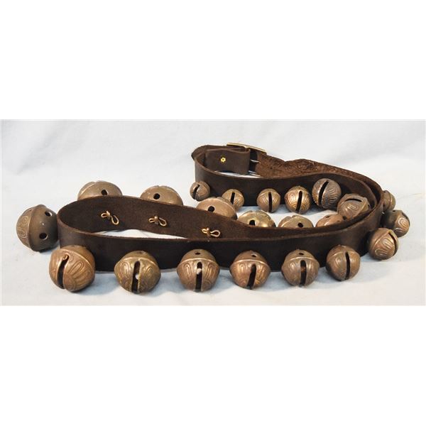 Large set of brass sleigh bells