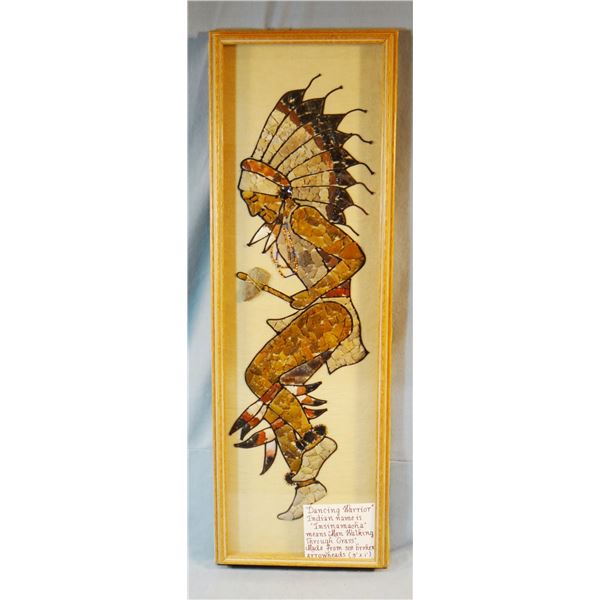 Native American dancer framed image made of arrowhead points/pcs
