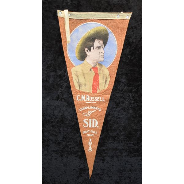 Vintage Charlie Russell felt pennant