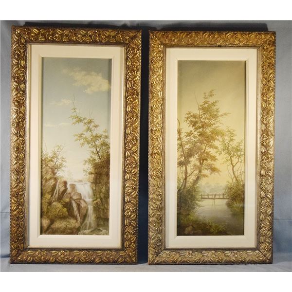 (2) Vintage pastel landscape paintings