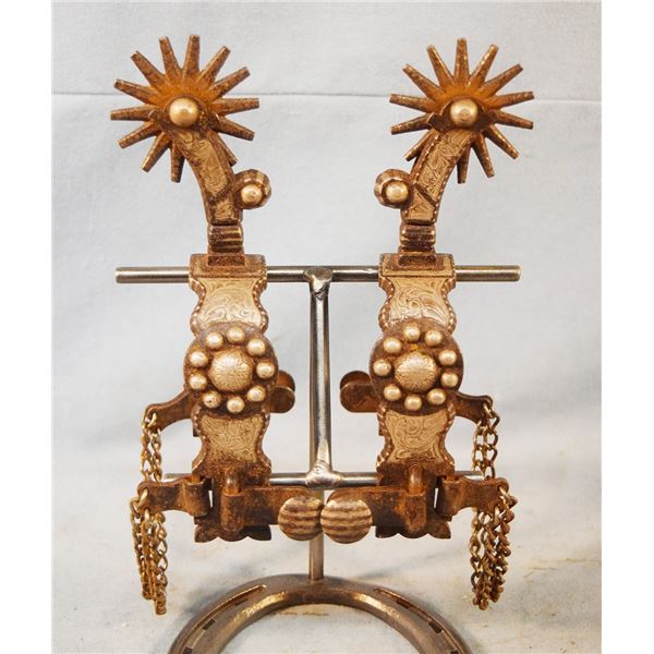 G.S. Garcia etched silver spurs